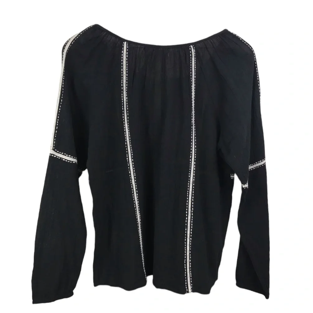 Love Stitch Contrast Lattice Tie Front Navy Top - Picture 5 of 5